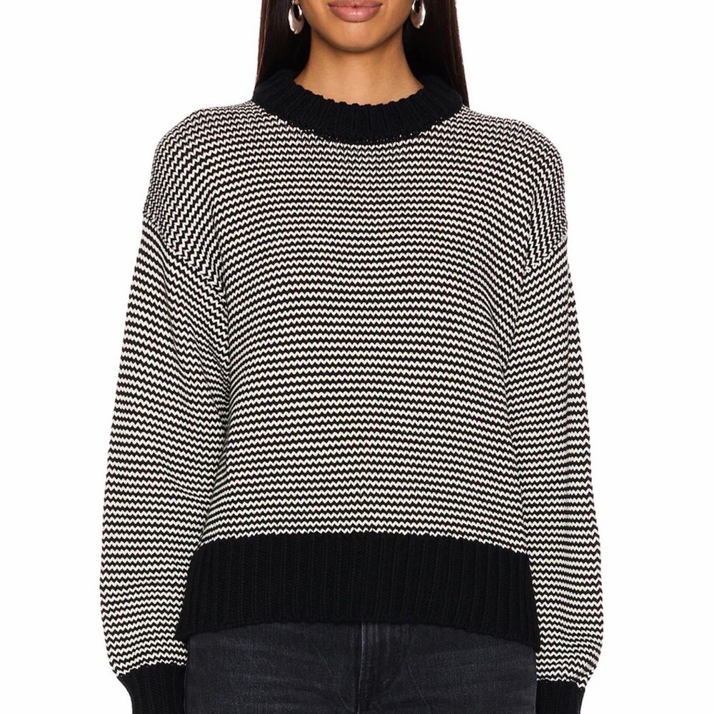 pistola Black and White Striped Crewneck Sweater